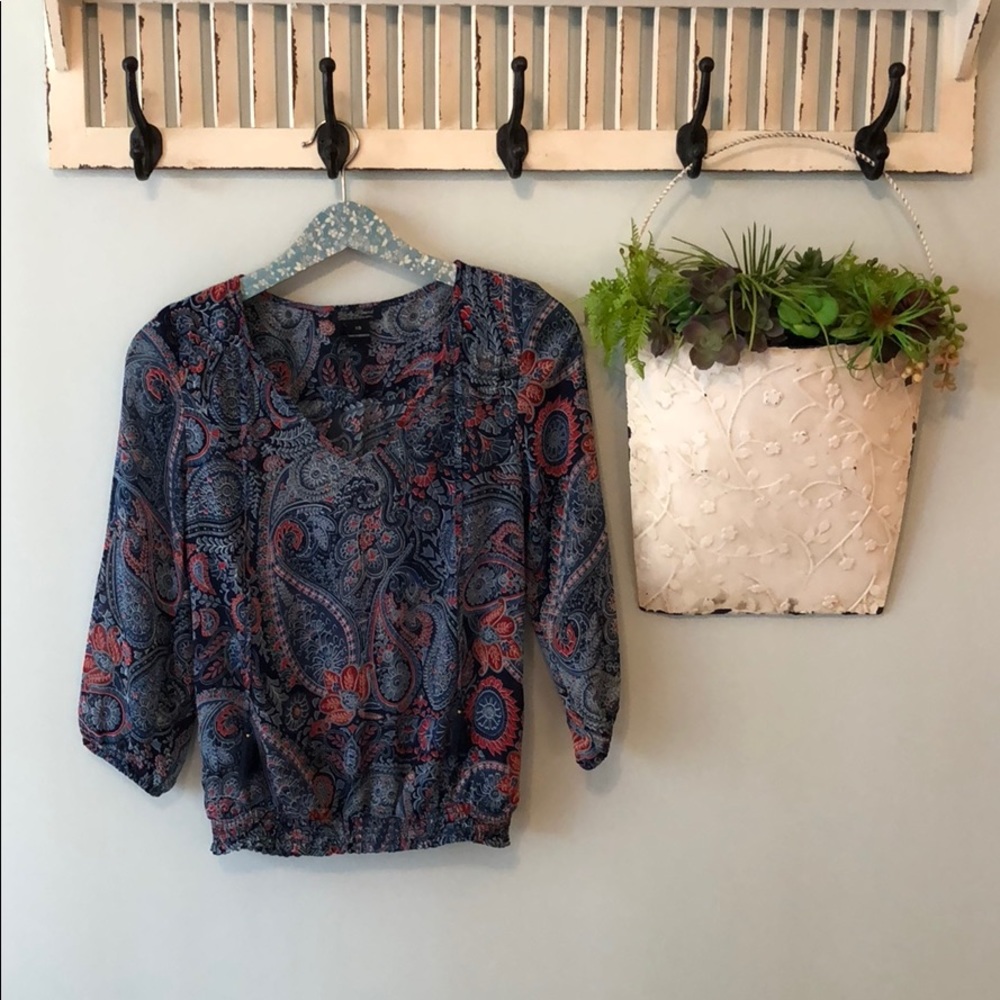 Lucky Brand Ladies Blue & Red Top Sz XS